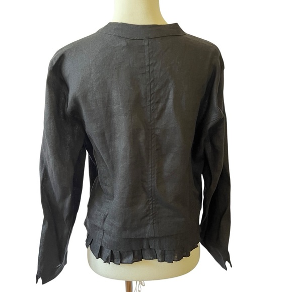 FOIL PLEAT DREAMS JACKET 6 LINEN LIGHTWEIGHT SINGLE CLASP CLOSURE RUFFLE HEM NWT - Picture 4 of 12